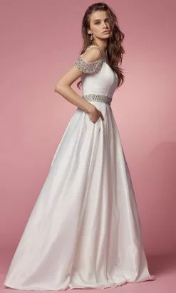 Nox Anabel Bridal R224W - Cold Shoulder Bridal Gown -Wedding Dresses shop online nox anabel bridal r224w cold shoulder bridal gown bridal dresses 29799785693267