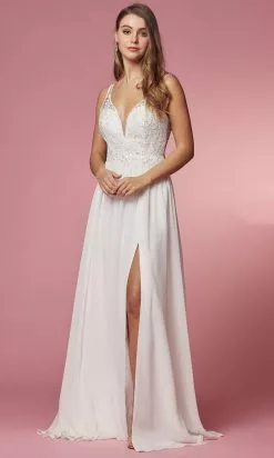 Nox Anabel Bridal Y299W - Embellished Long Bridal Gown