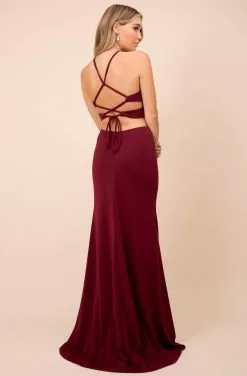Nox Anabel - C026 Sexy Cutout Halter Neck Lace-up Back Sheath Gown -Wedding Dresses shop online nox anabel c026 sexy cutout halter neck lace up back sheath gown evening dresses 14032923230291