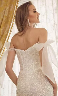 Nox Anabel C1095 - V-neck Embellished Wedding Dress -Wedding Dresses shop online nox anabel c1095 v neck embellished wedding dress wedding dresses 32147861962835