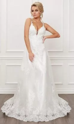 Nox Anabel - C461 Lace Applique Long A-Line Wedding Gown