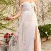 Nox Anabel - E441 Off Shoulder Appliqued High Slit Bridal Gown