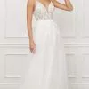Nox Anabel - E442 Long Sparkle Lace A-Line Wedding Gown -Wedding Dresses shop online nox anabel e442 long sparkle lace a line wedding gown wedding dresses 2 white 15889208082515