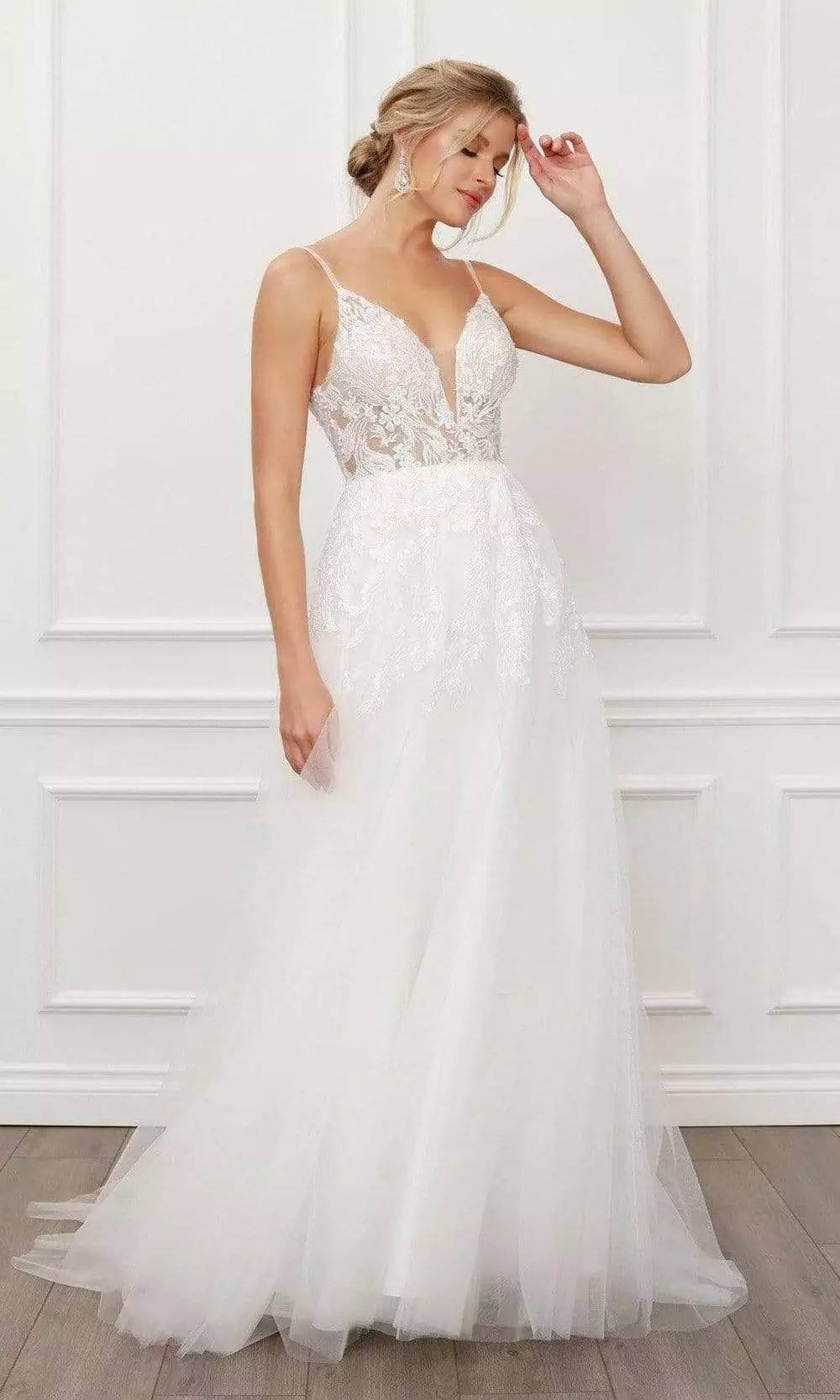 Nox Anabel - E442 Long Sparkle Lace A-Line Wedding Gown 3 Nox Anabel - E442 Long Sparkle Lace A-Line Wedding Gown