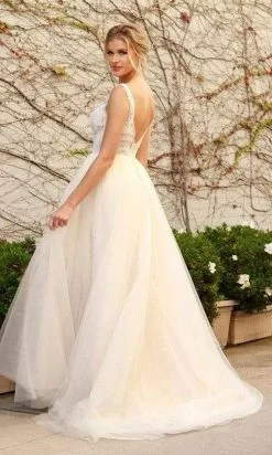 Nox Anabel - E474 Lace Applique A-Line Dress -Wedding Dresses shop online nox anabel e474 lace applique a line dress wedding dresses 15643071709267