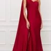 Nox Anabel - E475 Sleeveless One Shoulder Trumpet Dress -Wedding Dresses shop online nox anabel e475 sleeveless one shoulder trumpet dress evening dresses 2 burgundy 15896436047955