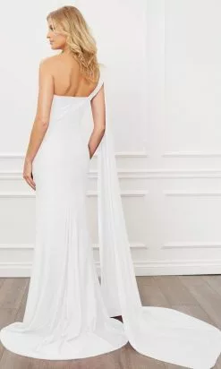 Nox Anabel - E475 Sleeveless One Shoulder Trumpet Dress -Wedding Dresses shop online nox anabel e475 sleeveless one shoulder trumpet dress evening dresses 28791021961299