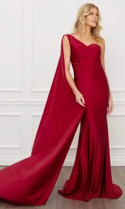 Nox Anabel - E475 Sleeveless One Shoulder Trumpet Dress -Wedding Dresses shop online nox anabel e475 sleeveless one shoulder trumpet dress evening dresses 28841421635667