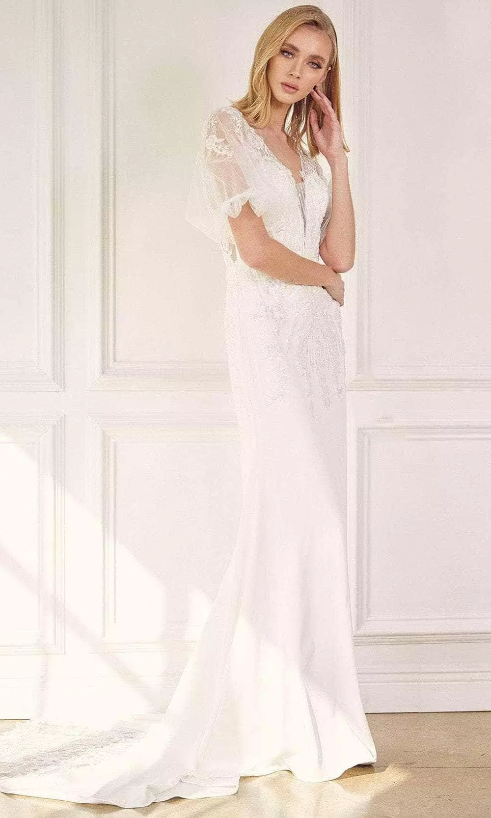 Nox Anabel JE927 - Embroidered Plunging V-neck Wedding Dress 3 Nox Anabel JE927 - Embroidered Plunging V-neck Wedding Dress