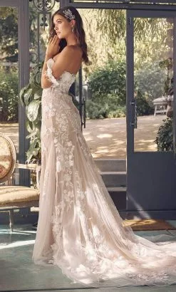 Nox Anabel JE974 - Off Shoulder Floral-Detailed Gown -Wedding Dresses shop online nox anabel je974 off shoulder floral detailed gown prom dresses 32148120240211