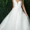 Nox Anabel JR930PW - Sleeveless Plunging V-neck Wedding Gown 2 Nox Anabel JR930PW - Sleeveless Plunging V-neck Wedding Gown -Wedding Dresses shop online nox anabel jr930pw sleeveless plunging v neck wedding gown wedding dresses 18w white 30920626634835