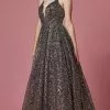 Nox Anabel R1030 - V-Neck Sequin Evening Gown 1 Nox Anabel R1030 - V-Neck Sequin Evening Gown -Wedding Dresses shop online nox anabel r1030 v neck sequin evening gown prom dresses 2 black multi 29799773896787