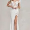 Nox Anabel S1229W - Feathered Off-Shoulder Evening Dress -Wedding Dresses shop online nox anabel s1229w feathered off shoulder evening dress bridal dresses 00 white 32147968229459