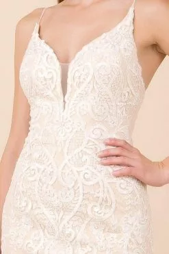 Nox Anabel - W903 Lace Embroidered Deep V-neck Trumpet Gown 8 Nox Anabel - W903 Lace Embroidered Deep V-neck Trumpet Gown -Wedding Dresses shop online nox anabel w903 lace embroidered deep v neck trumpet gown wedding dresses 11975600865363