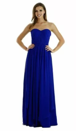 Poly USA - 7156 Convertible Strapless Chiffon A-ine Dress -Wedding Dresses shop online poly usa 7156 convertible strapless chiffon a ine dress special occasion dress xs royal 6096860839993