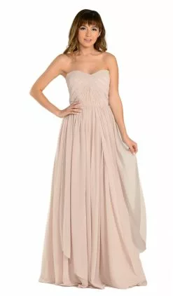 Poly USA - 7156 Convertible Strapless Chiffon A-ine Dress -Wedding Dresses shop online poly usa 7156 convertible strapless chiffon a ine dress special occasion dress xs tan 6096863756345