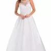 Poly USA - 7490 Embroidered Halter Tulle A-line Gown -Wedding Dresses shop online poly usa 7490 embroidered halter tulle a line gown wedding dresses xs white 14020448026707