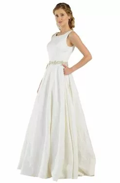 Poly USA - 8044 Beaded Scoop Jacquard A-line Gown -Wedding Dresses shop online poly usa 8044 beaded scoop jacquard a line gown evening dresses 13435708244051