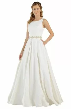 Poly USA - 8044 Beaded Scoop Jacquard A-line Gown