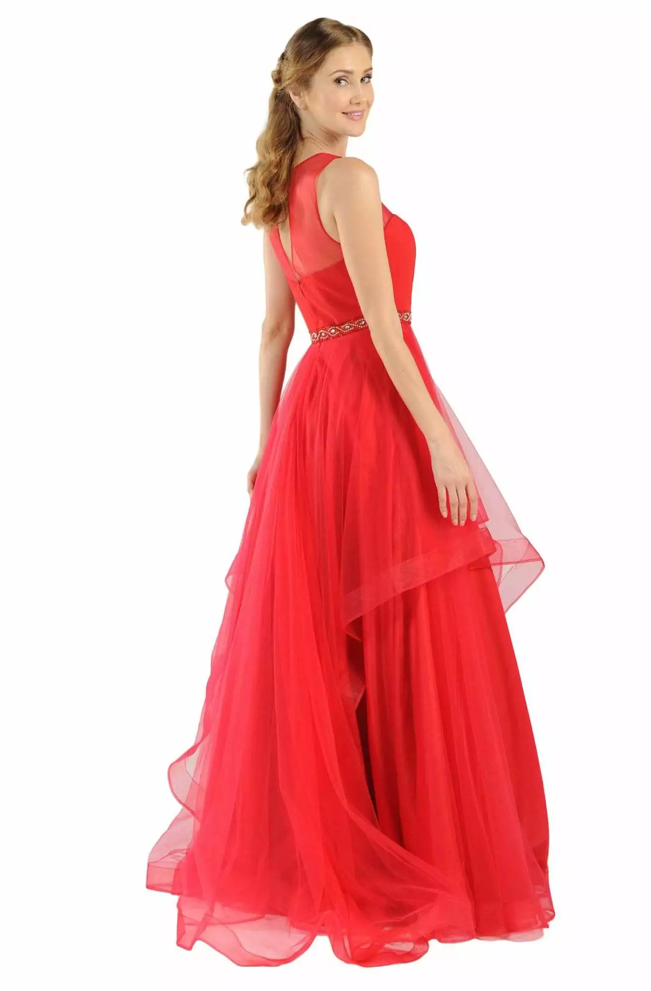Poly USA - 8134 Illusion Embellished Waist Layered Long Dress 7 Poly USA - 8134 Illusion Embellished Waist Layered Long Dress - Image 5