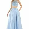 Poly USA - 8210 Two-Piece Jeweled Halter A-Line Dress -Wedding Dresses shop online poly usa 8210 two piece jeweled halter a line dress bridesmaid dresses xs blue 13428017692755