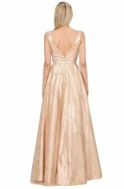 Poly USA - 8338 Glitter Embellished Long A-Line Dress -Wedding Dresses shop online poly usa 8338 glitter embellished long a line dress bridesmaid dresses 13434876395603