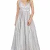 Poly USA - 8338 Glitter Embellished Long A-Line Dress -Wedding Dresses shop online poly usa 8338 glitter embellished long a line dress bridesmaid dresses xs silver 13434876362835