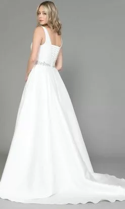 Poly USA 8498 - V-Neck Jeweled Waistline Bridal Gown -Wedding Dresses shop online poly usa 8498 v neck jeweled waistline bridal gown bridal dresses 31508373405779