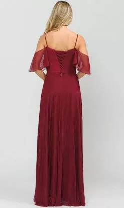 Poly USA 8552W - Off-shoulder Semi-sweetheart Long Gown -Wedding Dresses shop online poly usa 8552w off shoulder semi sweetheart long gown bridesmaid dresses xs burgundy 29950610014291