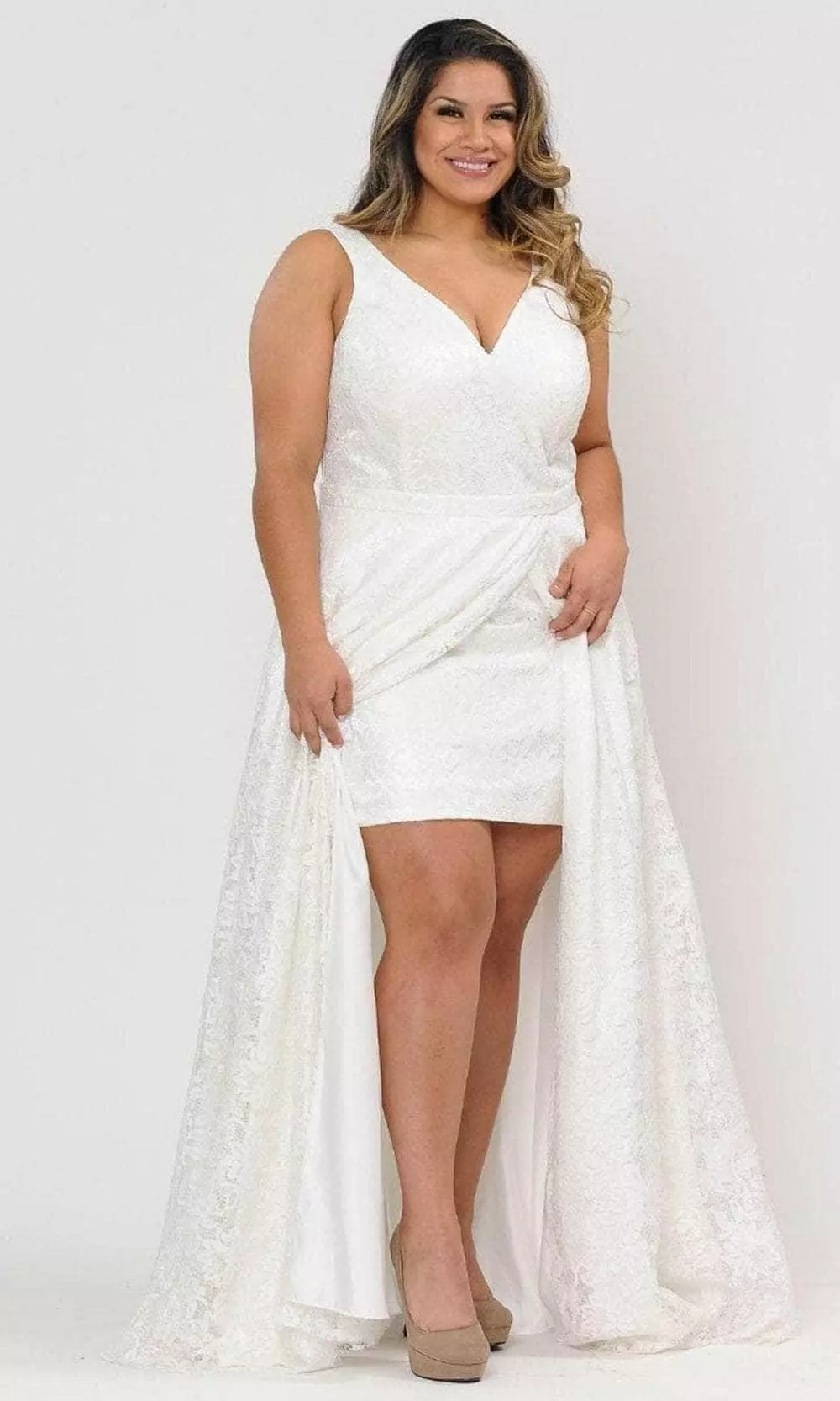 Poly USA W1020 - Lace Overskirt Evening Gown 3 Poly USA W1020 - Lace Overskirt Evening Gown