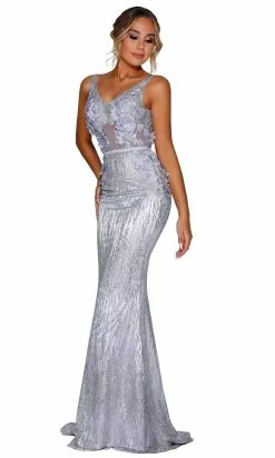 Portia And Scarlett - PS1905 Illusion Bodice Glitter Evening Gown -Wedding Dresses shop online portia and scarlett ps1905 illusion bodice glitter evening gown prom dresses 14603710922835