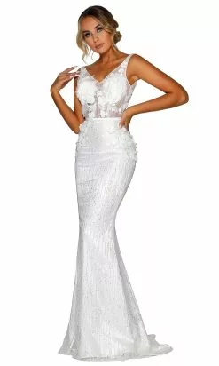 Portia And Scarlett - PS1905 Illusion Bodice Glitter Evening Gown -Wedding Dresses shop online portia and scarlett ps1905 illusion bodice glitter evening gown prom dresses 14603710988371