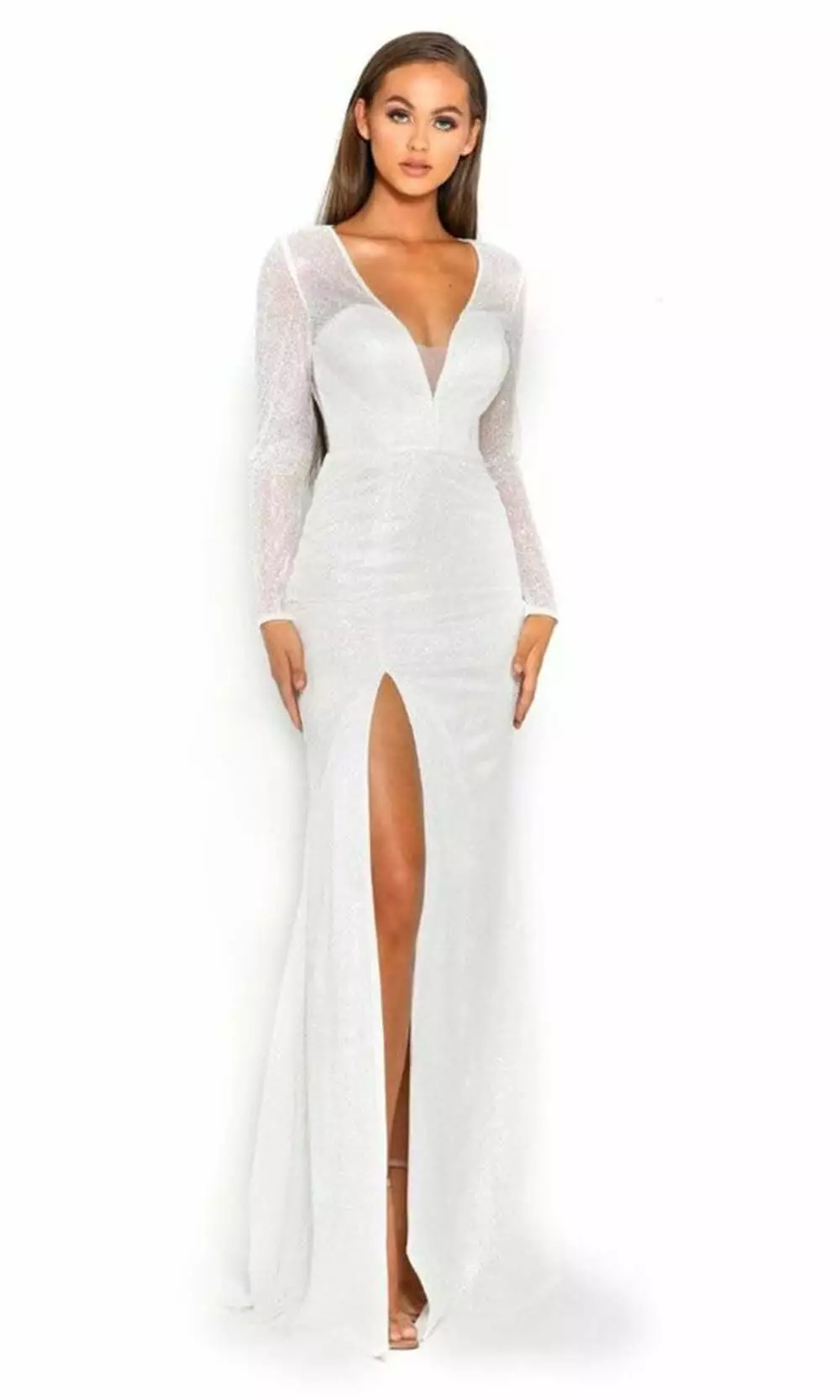 Portia And Scarlett - PS1981 Long Sleeves Plunging V Neck Gown 6 Portia And Scarlett - PS1981 Long Sleeves Plunging V Neck Gown - Image 4