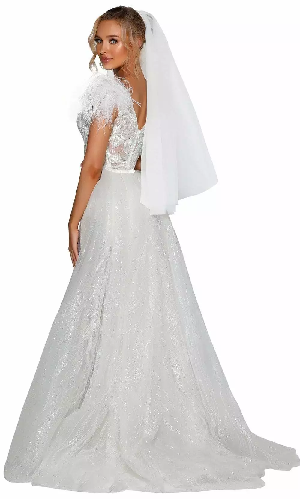 Portia And Scarlett - PS1986S Embroidered Deep V-Neck Trumpet Dress 4 Portia And Scarlett - PS1986S Embroidered Deep V-Neck Trumpet Dress - Image 2