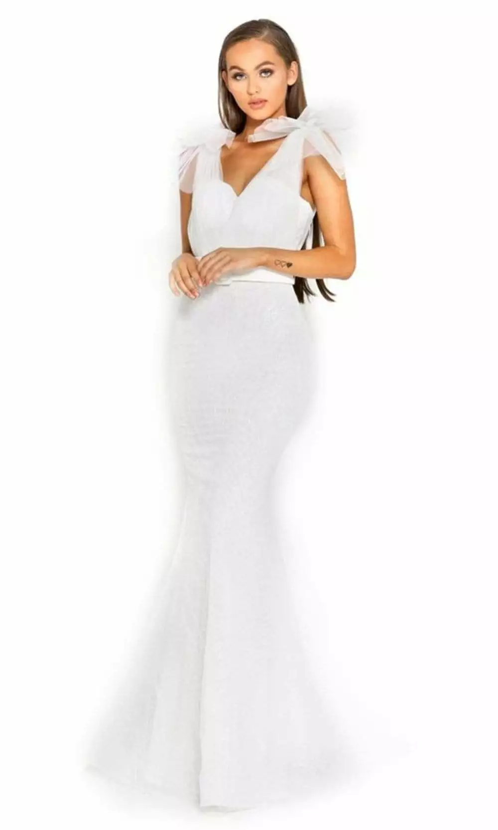 Portia And Scarlett - PS2017 Glitter Mesh V-Neck Evening Dress 3 Portia And Scarlett - PS2017 Glitter Mesh V-Neck Evening Dress