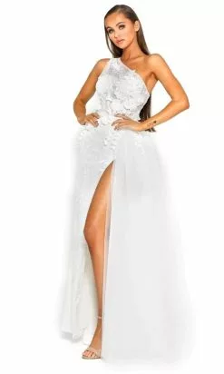 Portia And Scarlett - PS2018 Floral Lace One Shoulder A-Line Gown -Wedding Dresses shop online portia and scarlett ps2018 floral lace one shoulder a line gown prom dresses 28124448718931