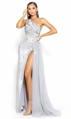 Portia And Scarlett - PS2018 Floral Lace One Shoulder A-Line Gown -Wedding Dresses shop online portia and scarlett ps2018 floral lace one shoulder a line gown prom dresses 28768590790739