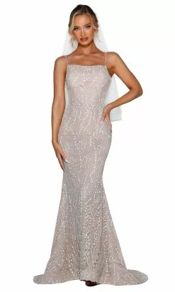 Portia And Scarlett - PS6429 Glitter Straight Across Trumpet Dress
