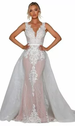 Portia And Scarlett - PS6805S Floral Long Dress With Overskirt