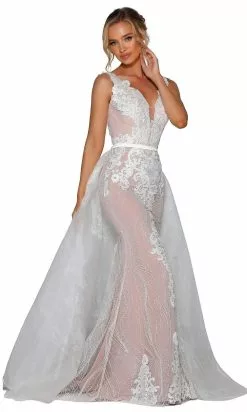 Portia And Scarlett - PS6805S Floral Long Dress With Overskirt 7 Portia And Scarlett - PS6805S Floral Long Dress With Overskirt -Wedding Dresses shop online portia and scarlett ps6805s floral long dress with overskirt wedding dresses 14630338560083