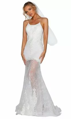 Portia And Scarlett - PSB6801 Scoop Neck Sheer Bridal Dress