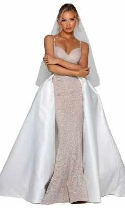 Portia And Scarlett - PSB6806S Thin Strap Fit Dress With Overskirt