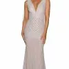 Portia And Scarlett - PSB6808 V Neck Sequined Trumpet Gown -Wedding Dresses shop online portia and scarlett psb6808 v neck sequined trumpet gown wedding dresses 0 ivory nude 14626391588947