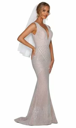 Portia And Scarlett - PSB6808 V Neck Sequined Trumpet Gown 7 Portia And Scarlett - PSB6808 V Neck Sequined Trumpet Gown -Wedding Dresses shop online portia and scarlett psb6808 v neck sequined trumpet gown wedding dresses 14626391621715