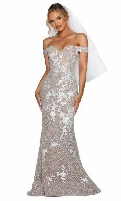 Portia And Scarlett - PSB6810 Off-Shoulder Adorned Trumpet Gown