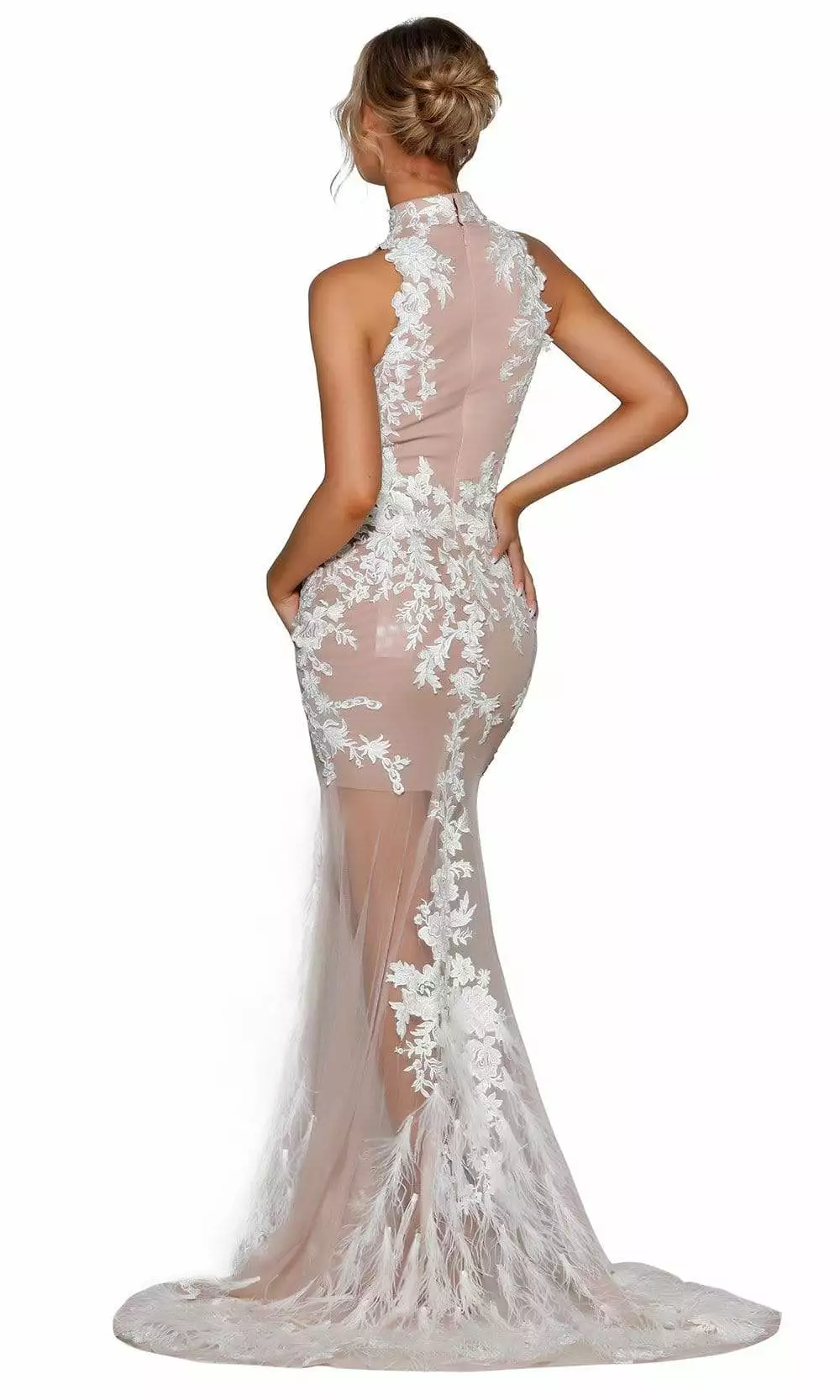 Portia And Scarlett - PSB6812 High Neck Sheer Long Dress 4 Portia And Scarlett - PSB6812 High Neck Sheer Long Dress - Image 2