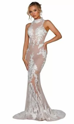 Portia And Scarlett - PSB6812 High Neck Sheer Long Dress 7 Portia And Scarlett - PSB6812 High Neck Sheer Long Dress -Wedding Dresses shop online portia and scarlett psb6812 high neck sheer long dress wedding dresses 14626253996115