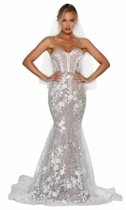 Portia And Scarlett - PSB6815 Semi-Sweetheart Adorned Trumpet Gown