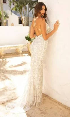 Primavera Couture - 3721 Beaded V-Neck With Slit Gown 40 Primavera Couture - 3721 Beaded V-Neck With Slit Gown -Wedding Dresses shop online primavera couture 3721 beaded v neck with slit gown special occasion dress 29494449111123