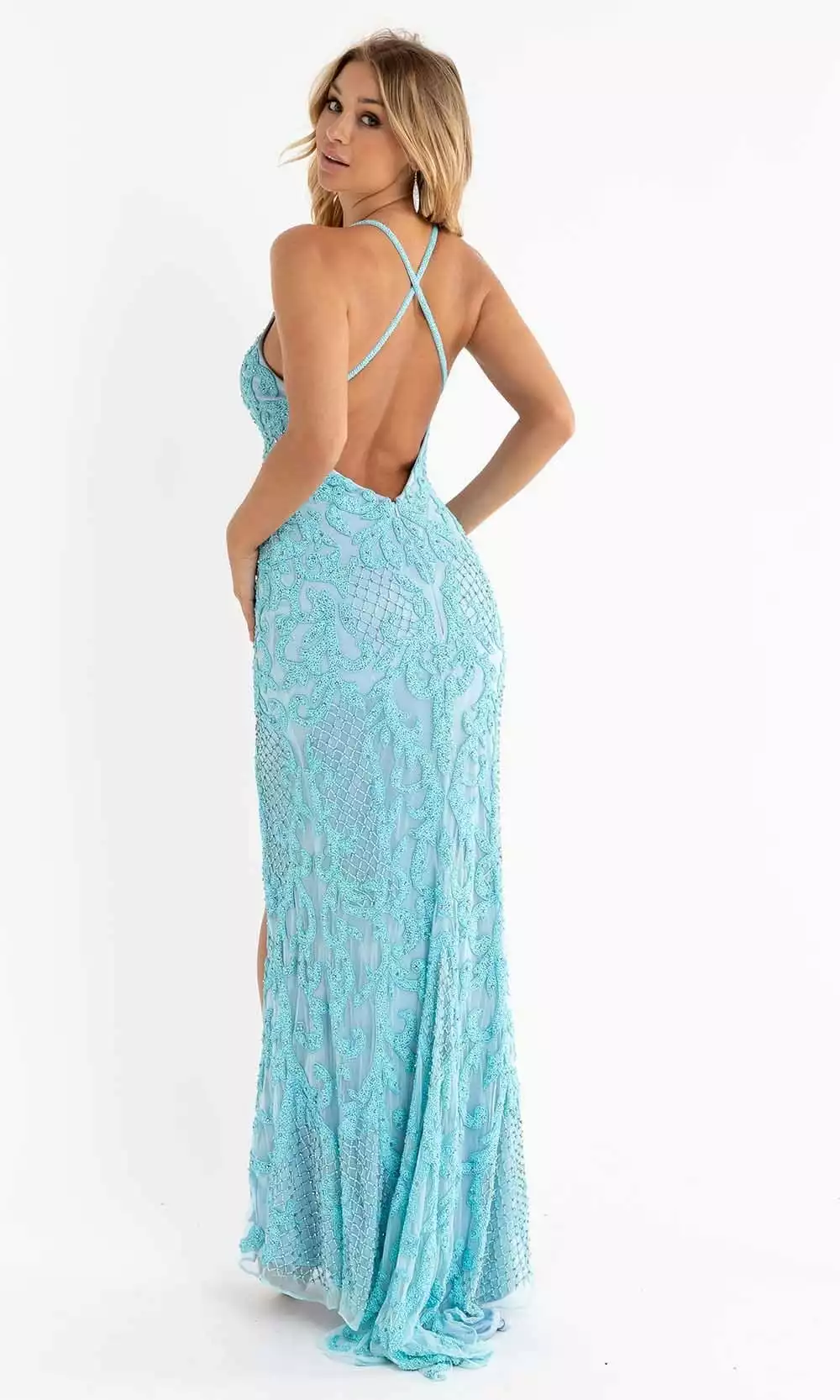 Primavera Couture - 3721 Beaded V-Neck With Slit Gown 15 Primavera Couture - 3721 Beaded V-Neck With Slit Gown - Image 13